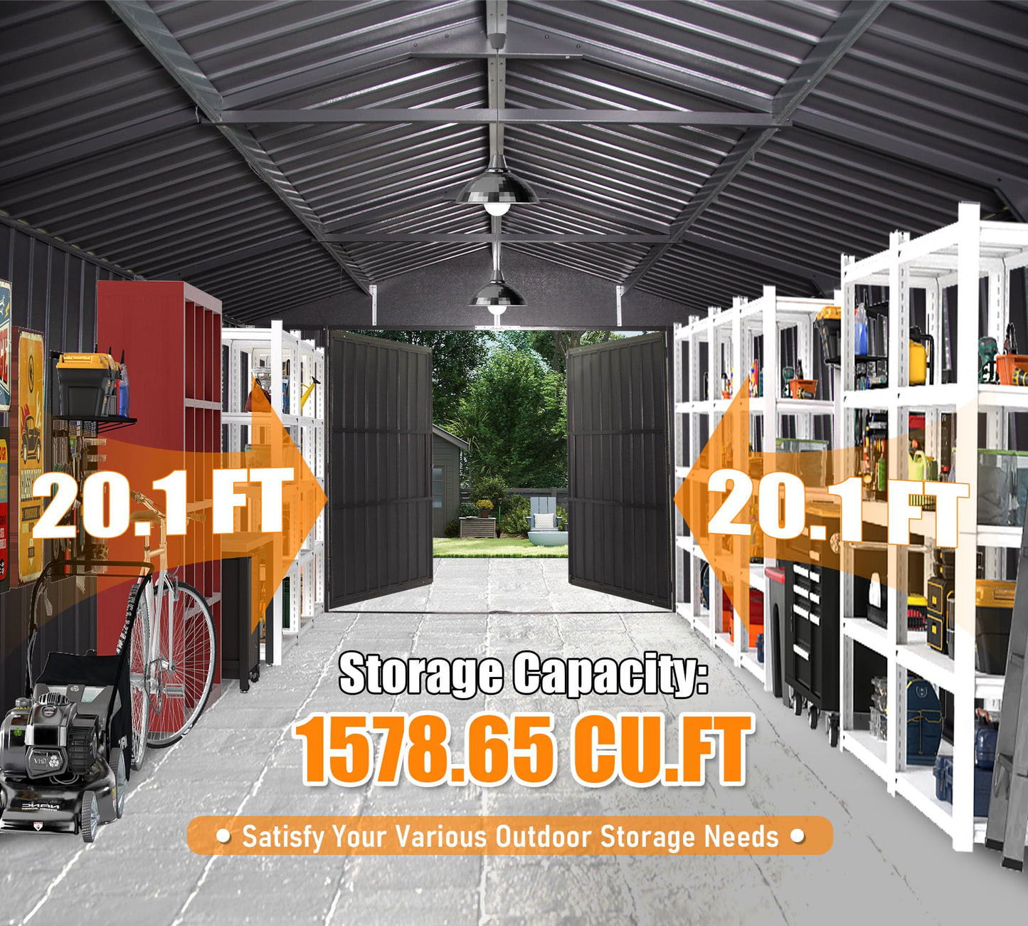 12x20ft Outdoor Metal Garage Shed