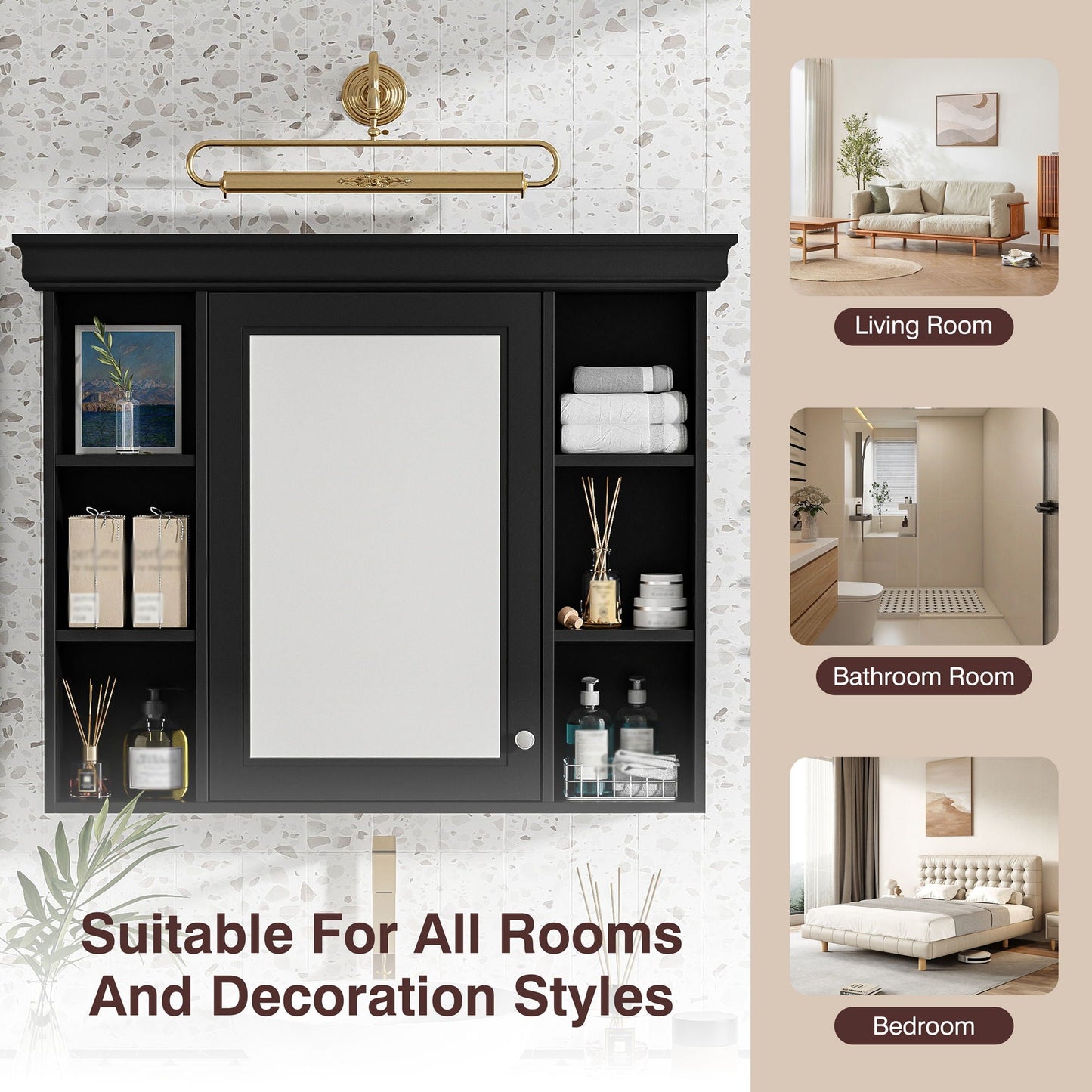 Wall Mounted Bathroom Storage Cabinet With Mirror Door