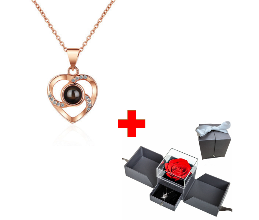 Preserved Flower Rose Flower Necklace Jewelry Box Gift