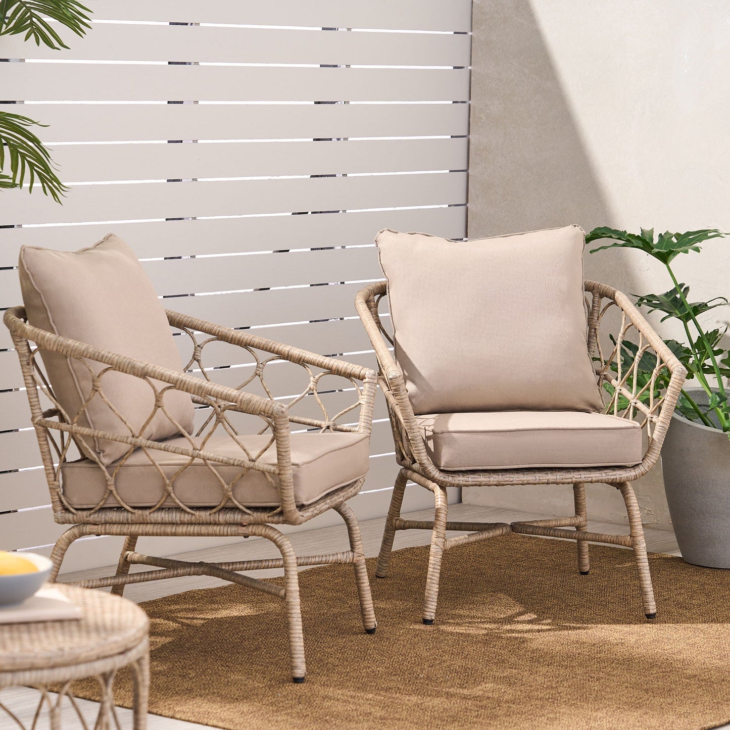 Bruce Outdoor Club Chair Set with Water Resistant Cushions