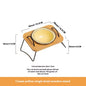 Pet Wooden Rack Multi-functional Ceramic Cat Bowl Anti-tumble Water Feeding Oblique Mouth Easy To Clean