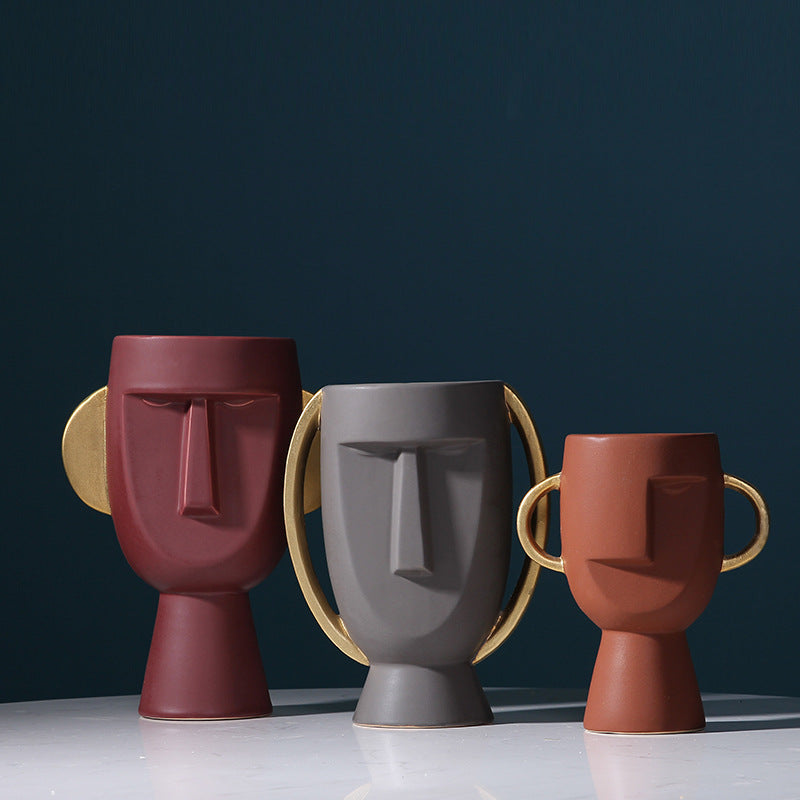 Northern Europe Limelight Resembles Facial Ceramic Vase Originality Is Contracted