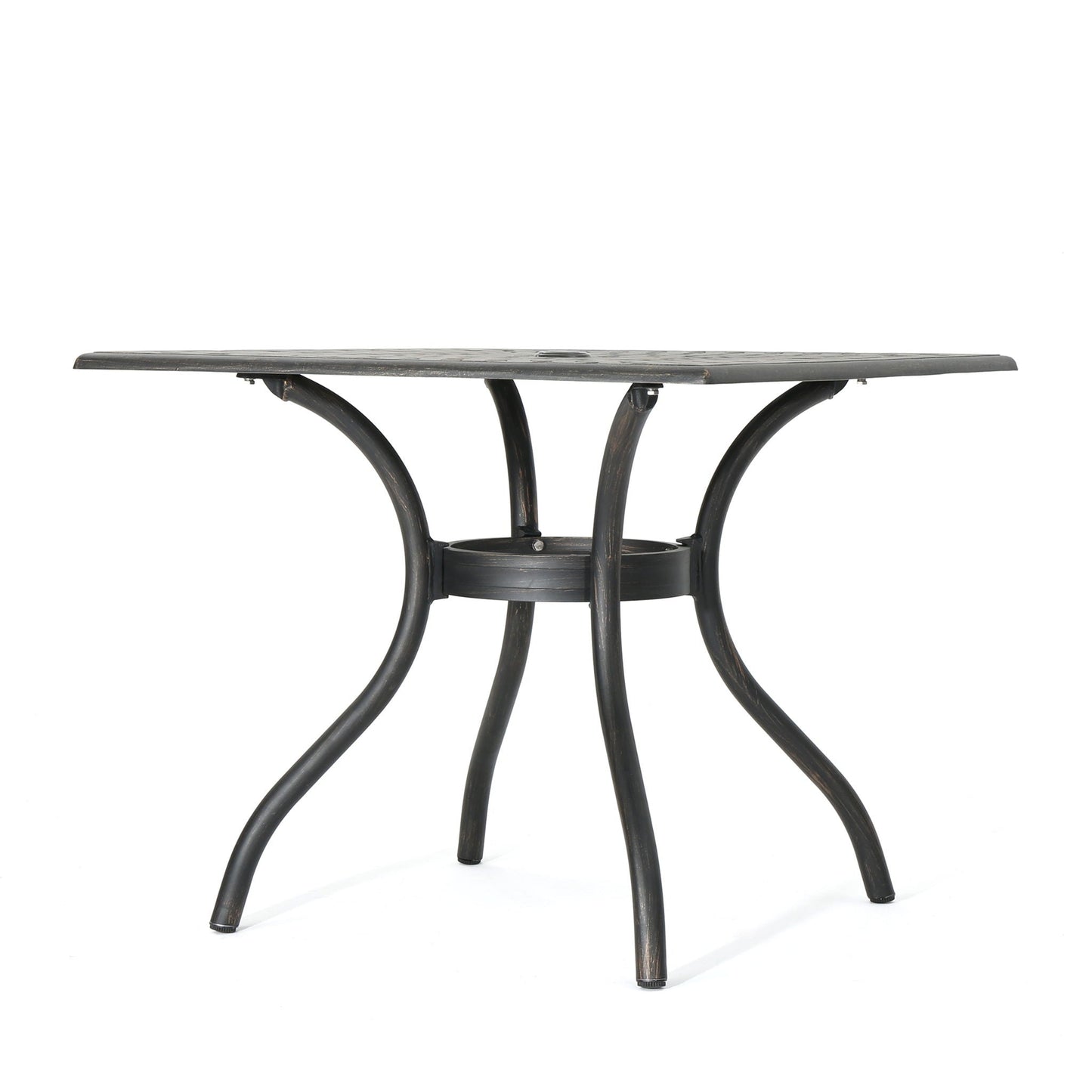 Enchantia Outdoor Square Dining Table with Weave Tabletop and Flared Legs - Copper