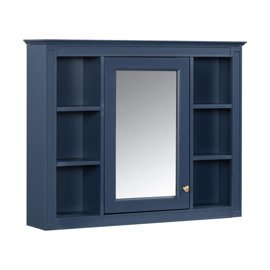 Wall Mounted Medicine Cabinet With Mirror and 6 Open Shelves