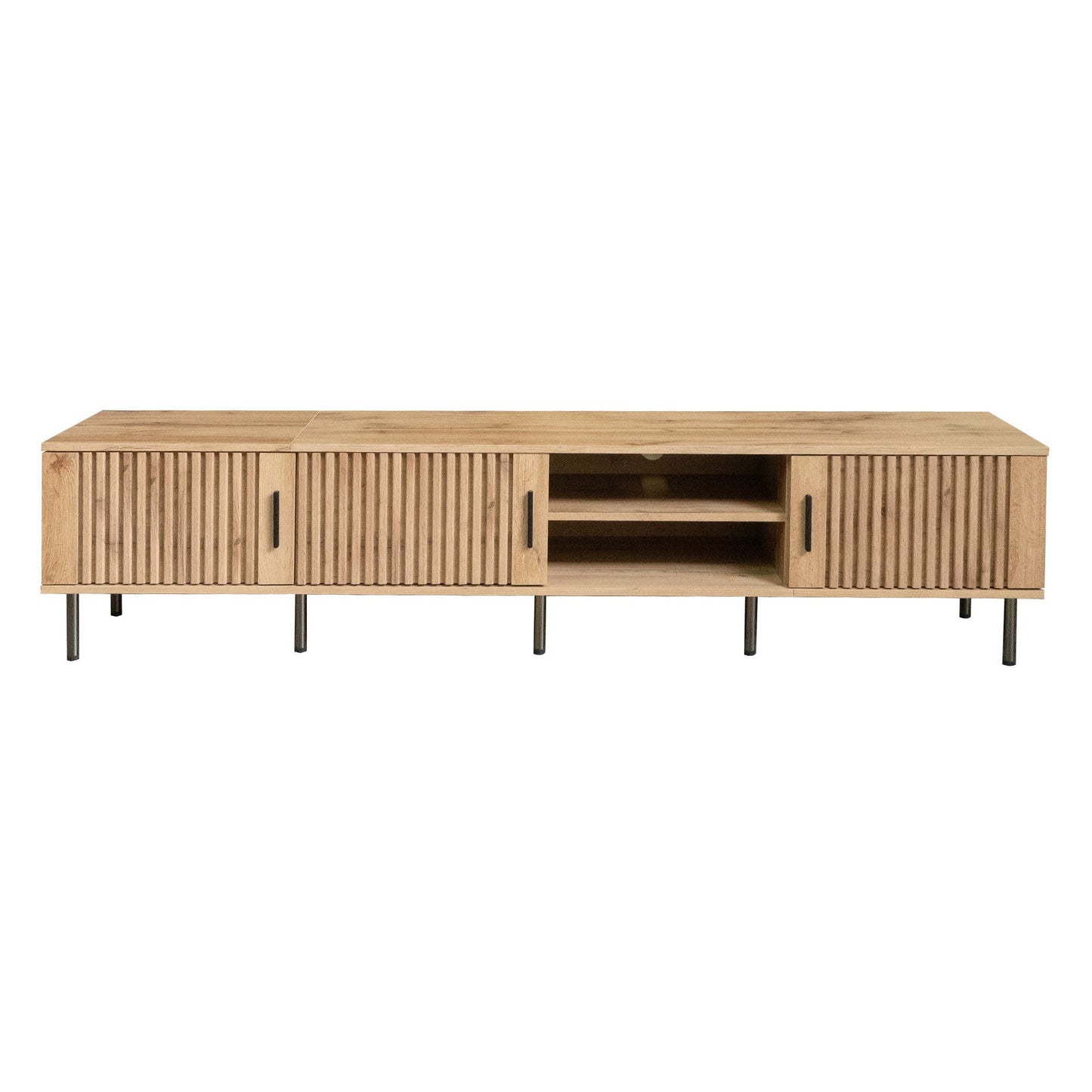 78" TV Stand For TVs Up To 85" With Closed Storage, Living Room Entertainment Center - Natural Wood