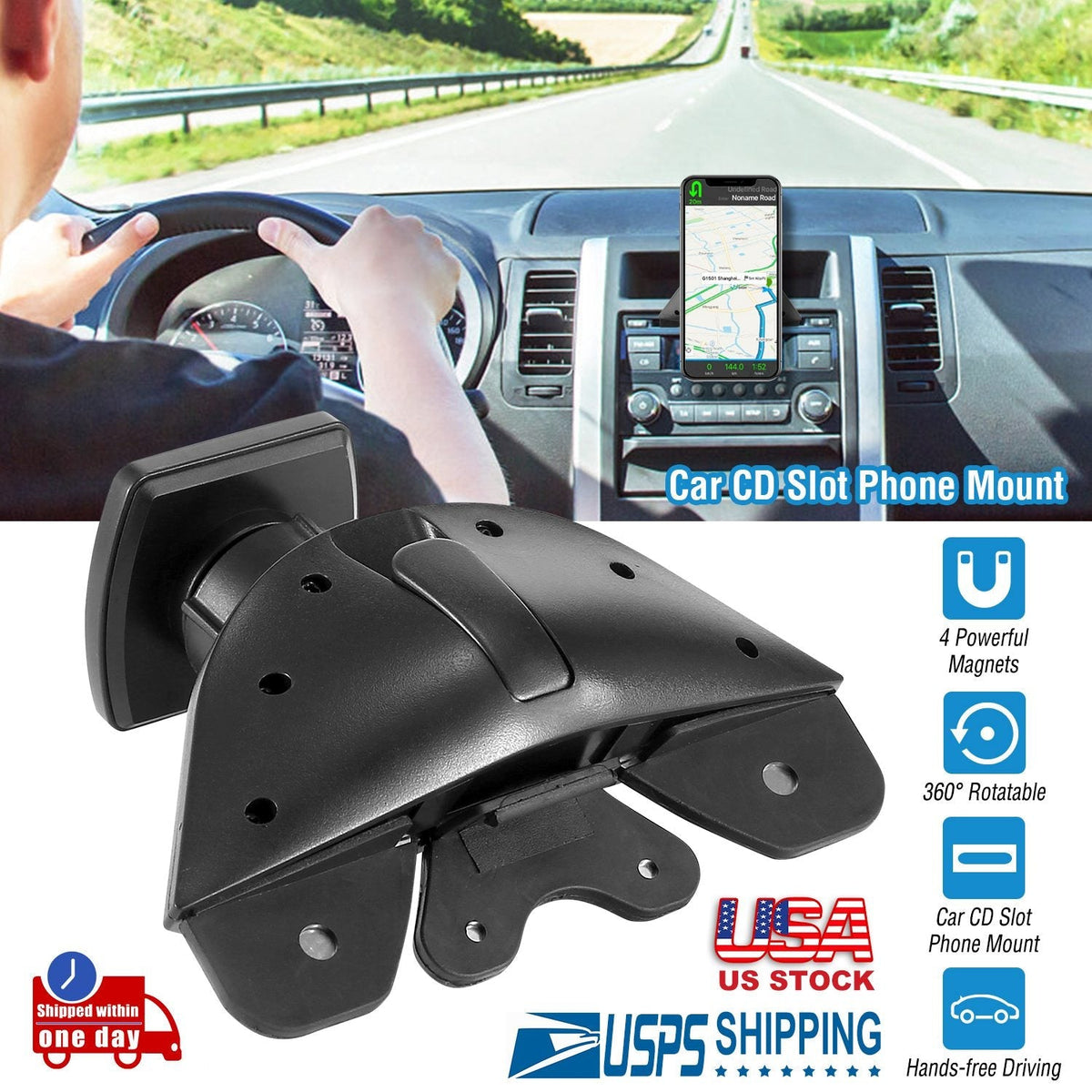 Car Phone Holder CD Slot Phone Mount Stand 360¡ Rotatable Magnetic Smartphone GPS Hands-free Driving Holder For iPhone XS/XS Max/Samsung Galaxy S11/S1