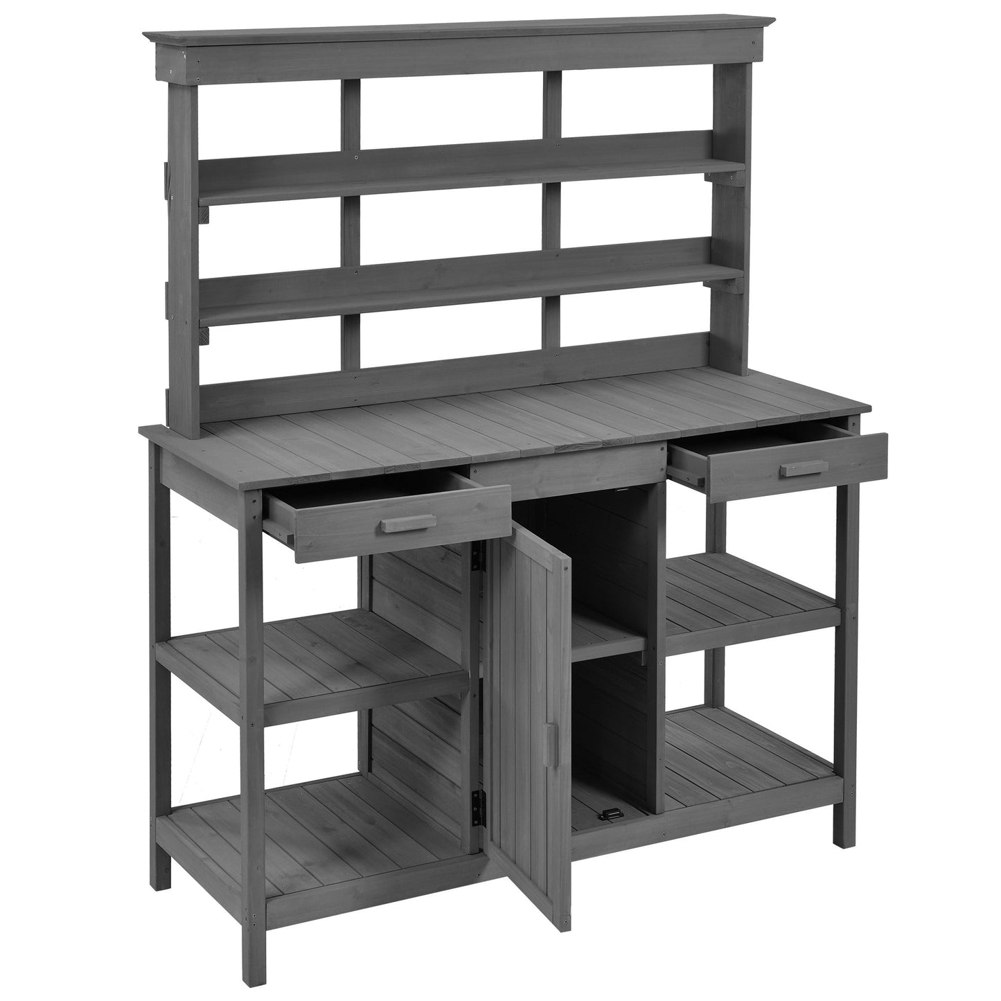 Topmax 66'' Large Outdoor Farmhouse Wooden Potting Bench Table