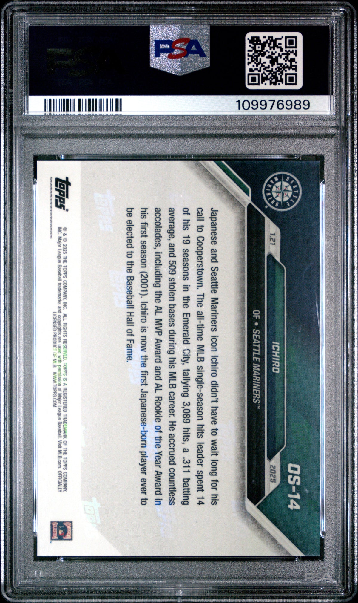 Graded 2024 Topps Now Ichiro #OS14 Offseason Baseball Card PSA 10 Gem Mint
