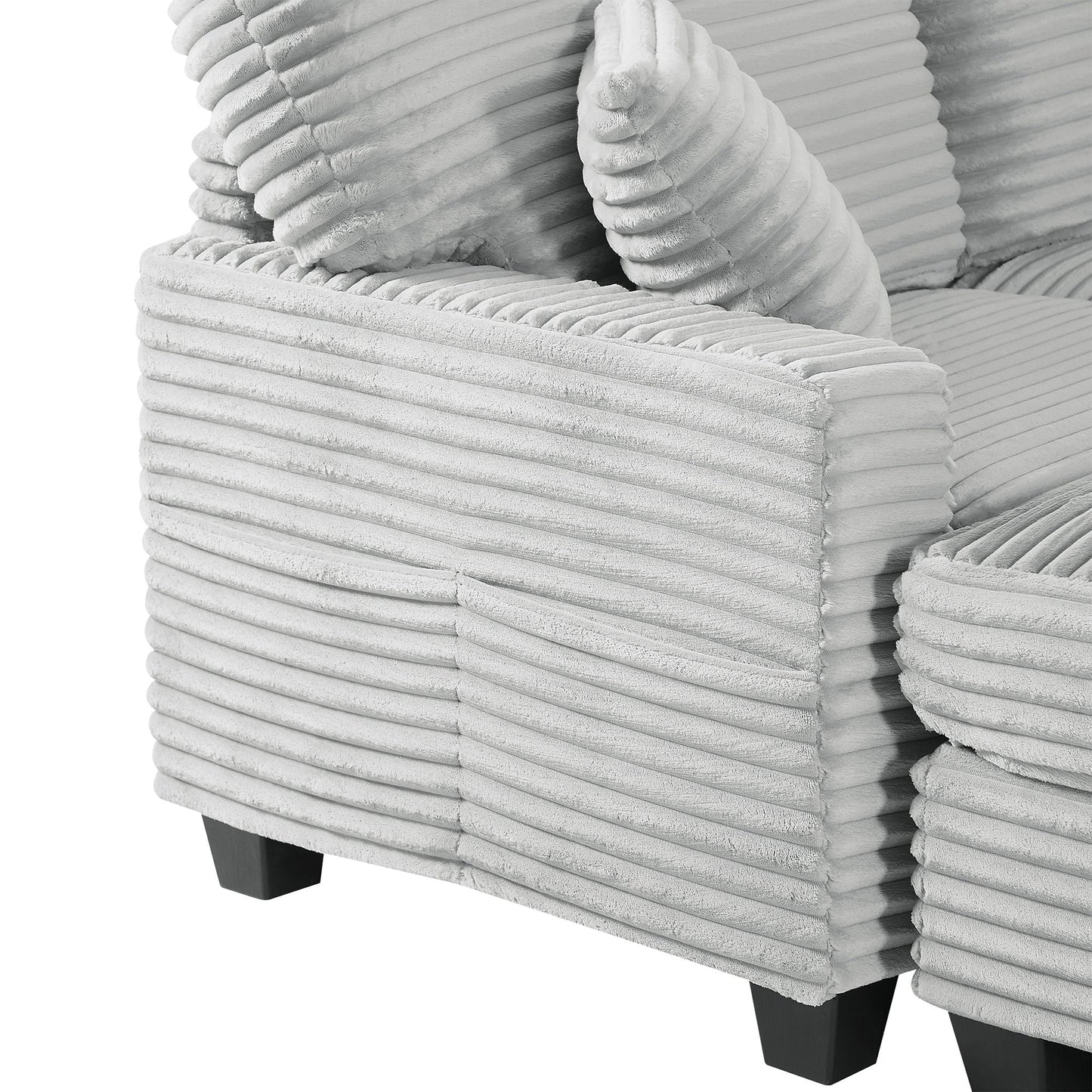 Upholstered U-Shaped Sectional Sofa With Movable Ottoman And Side Storage Pockets
