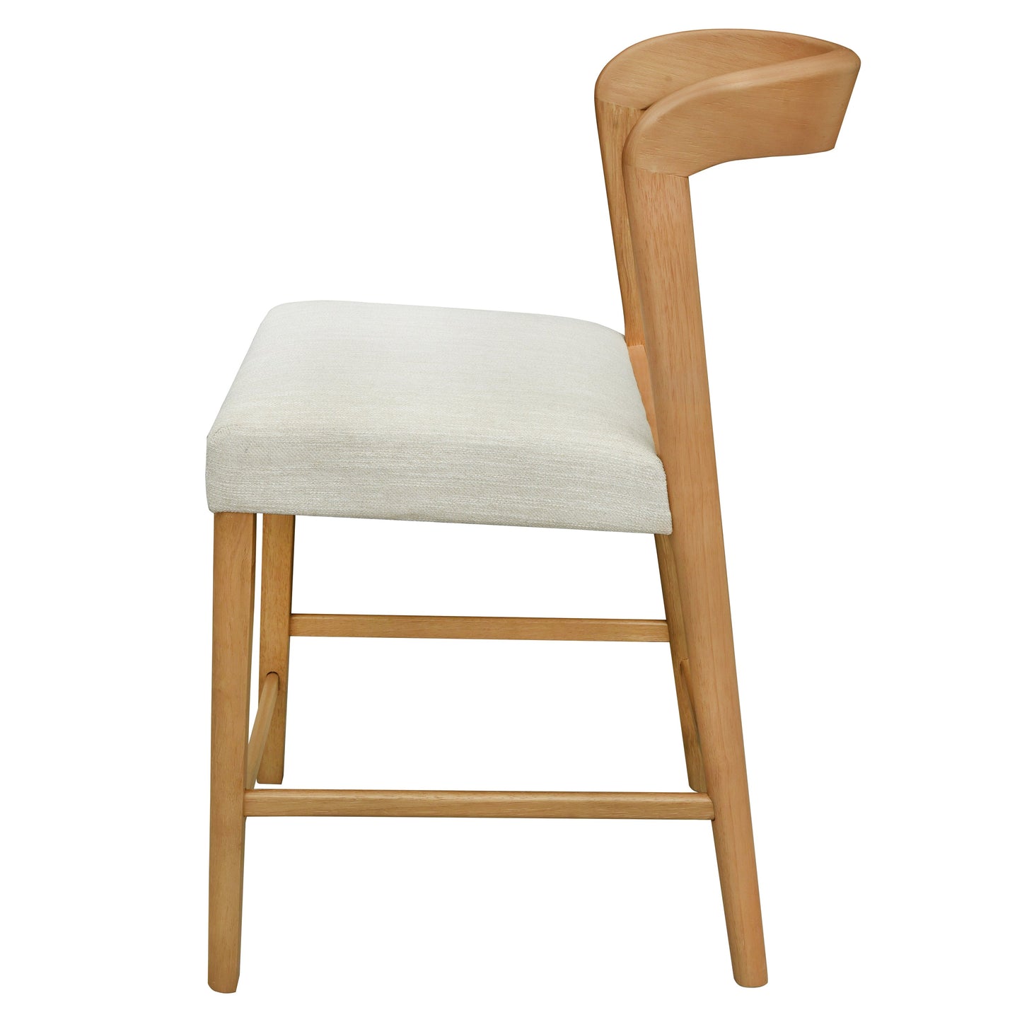 Solid Rubber Wood Counter Stools (Natural Oak + Beige) Set of 2