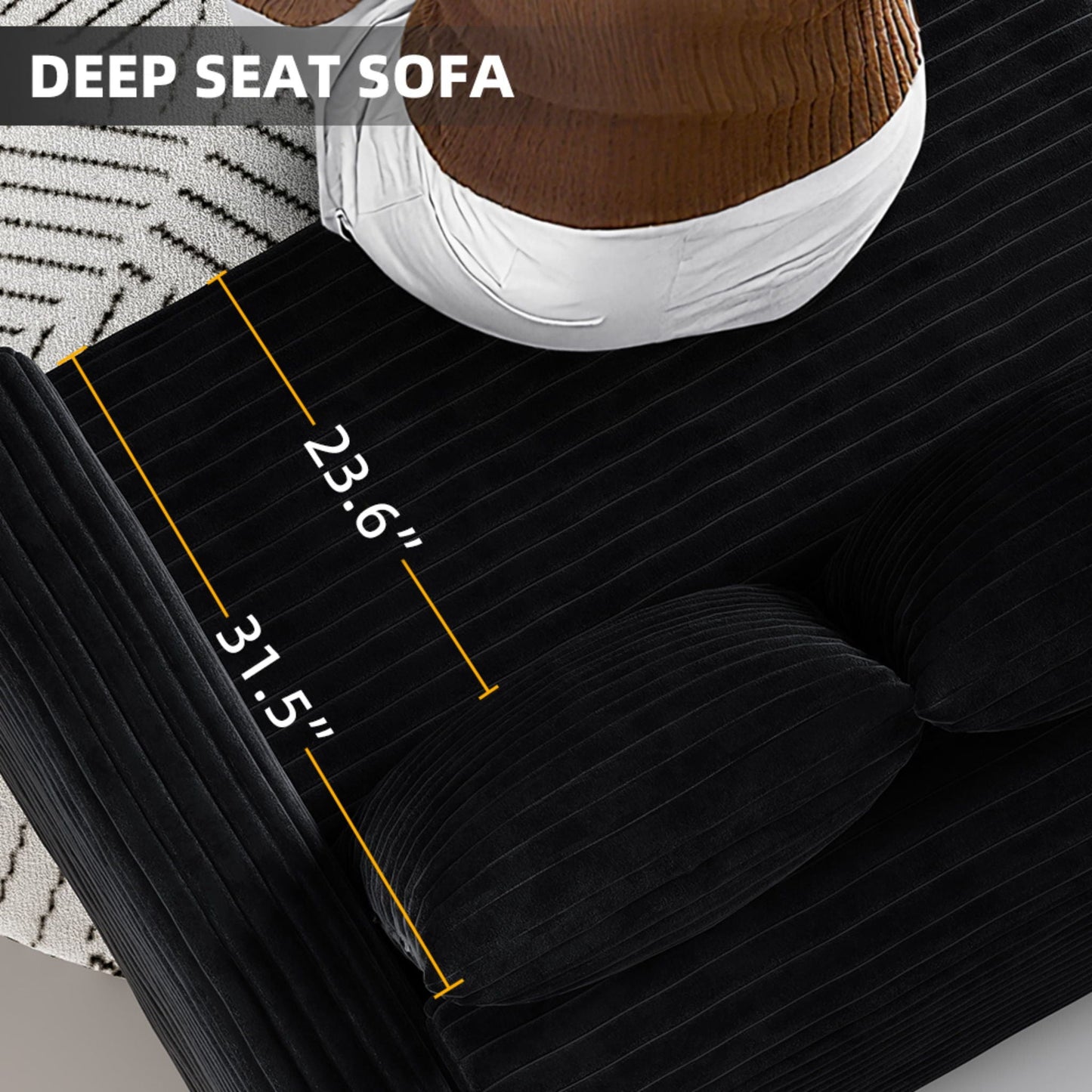 Deep Seat Convertible Sofa With Soft Pillows And Ottomans