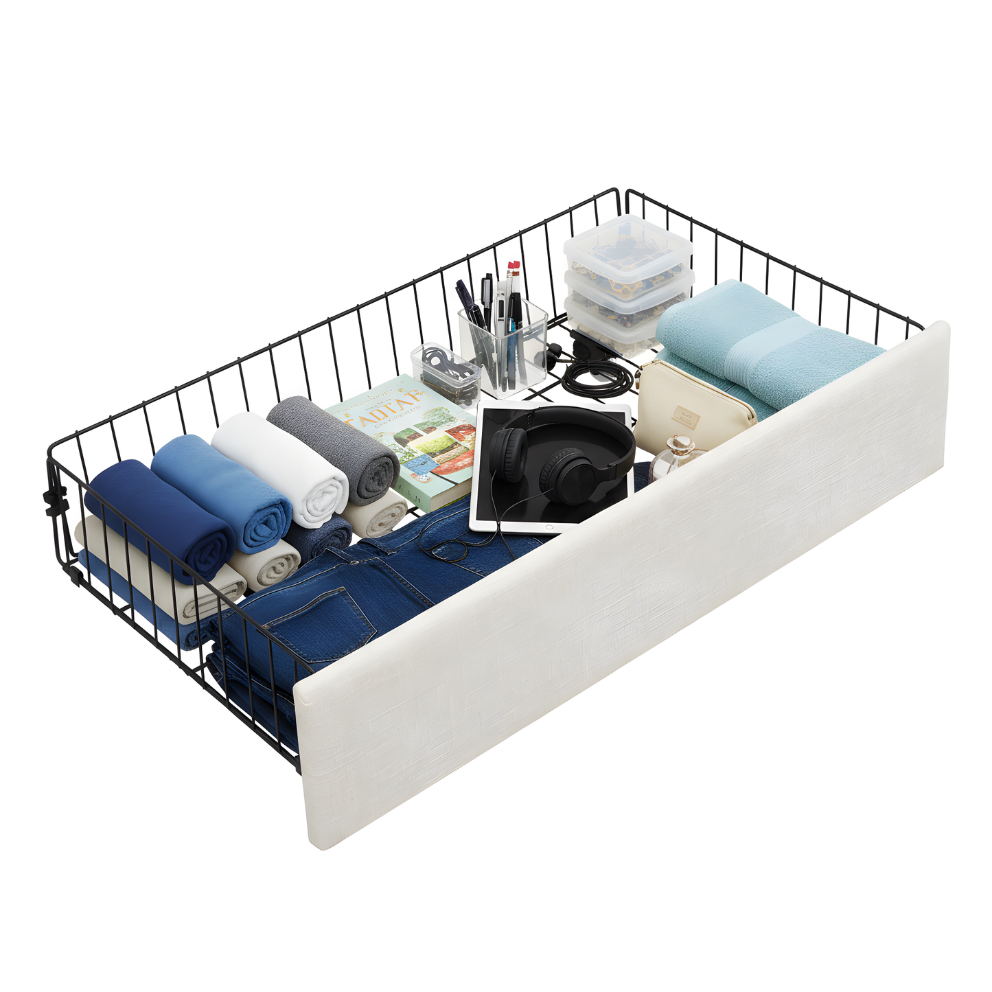 Large-Capacity Upholstered Storage Bed with Drawers