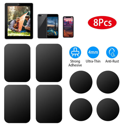 8Pcs UniversalÊMetal Plates with Strong Adhesive 4Pcs Round and 4Pcs Rectangle Metal Plates for Magnetic Car Mount Phone Holder