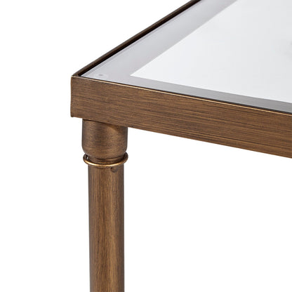 Metal Rectangle Coffee Table With Tempered Glass Top - Bronze