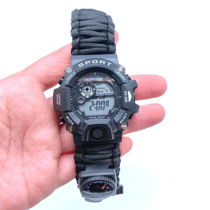 Multifunctional Outdoor Survival Paracord Adjustable Waterproof Watch For Camping
