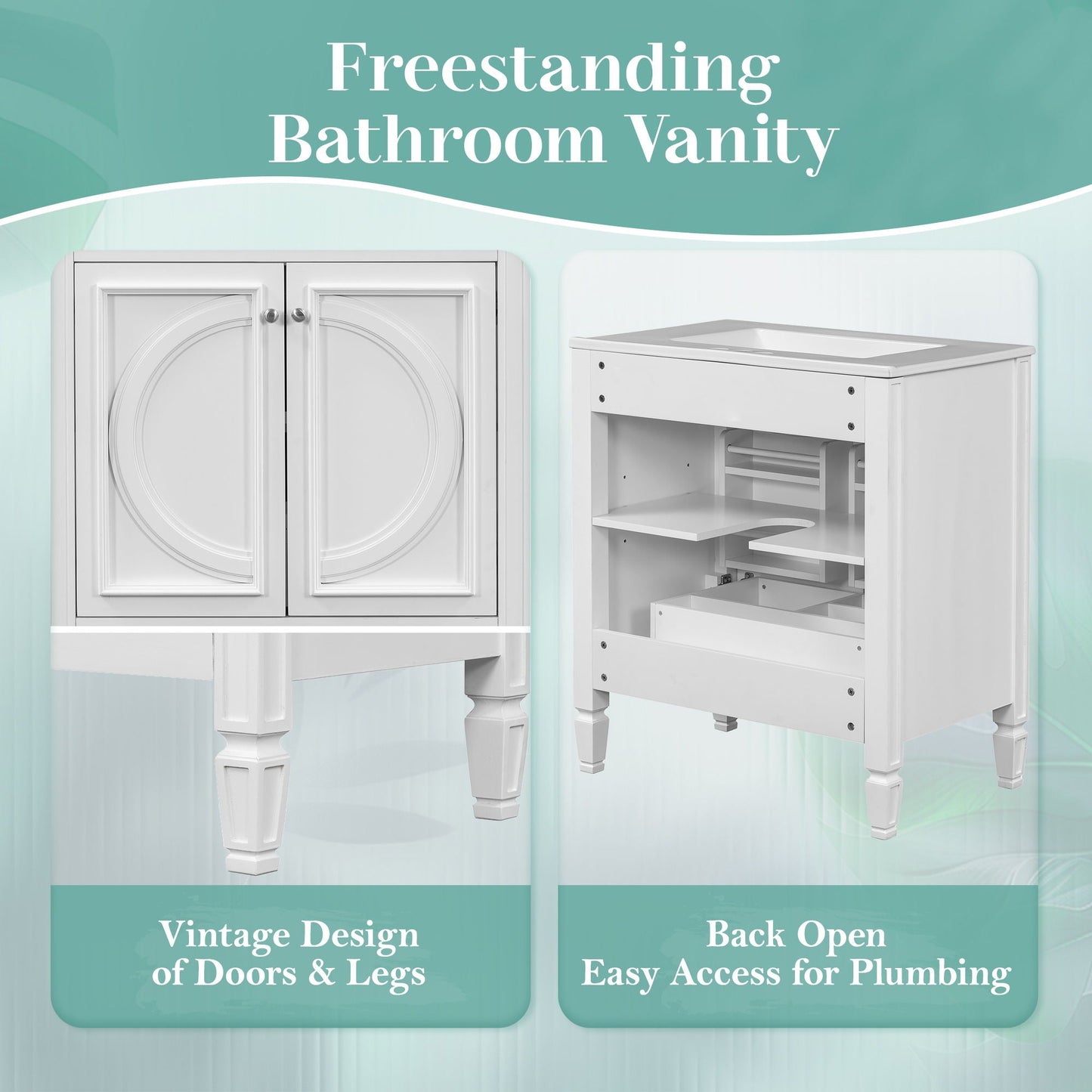 Double Sink Bathroom Vanity Set with Wall Mount Mirror Cabinet