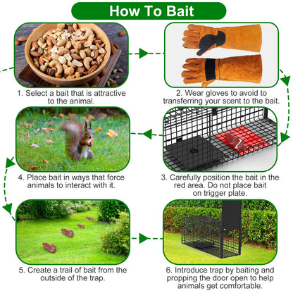 26in Single Door Live Animal Cage Trap For Animals Under 5LBS Easy To Setup Humane Galvanized Iron Trap Cage For Small Cats Rabbits Squirrels Moles Ch
