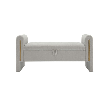 Modern Teddy Upholstered Large Bed End Bench With Arms And Storage