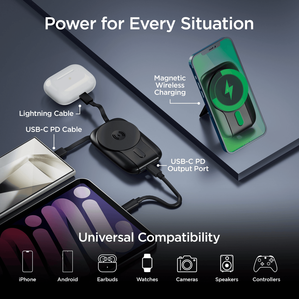 HyperGear Mag Grip Go 5000mAh Wireless Power Bank