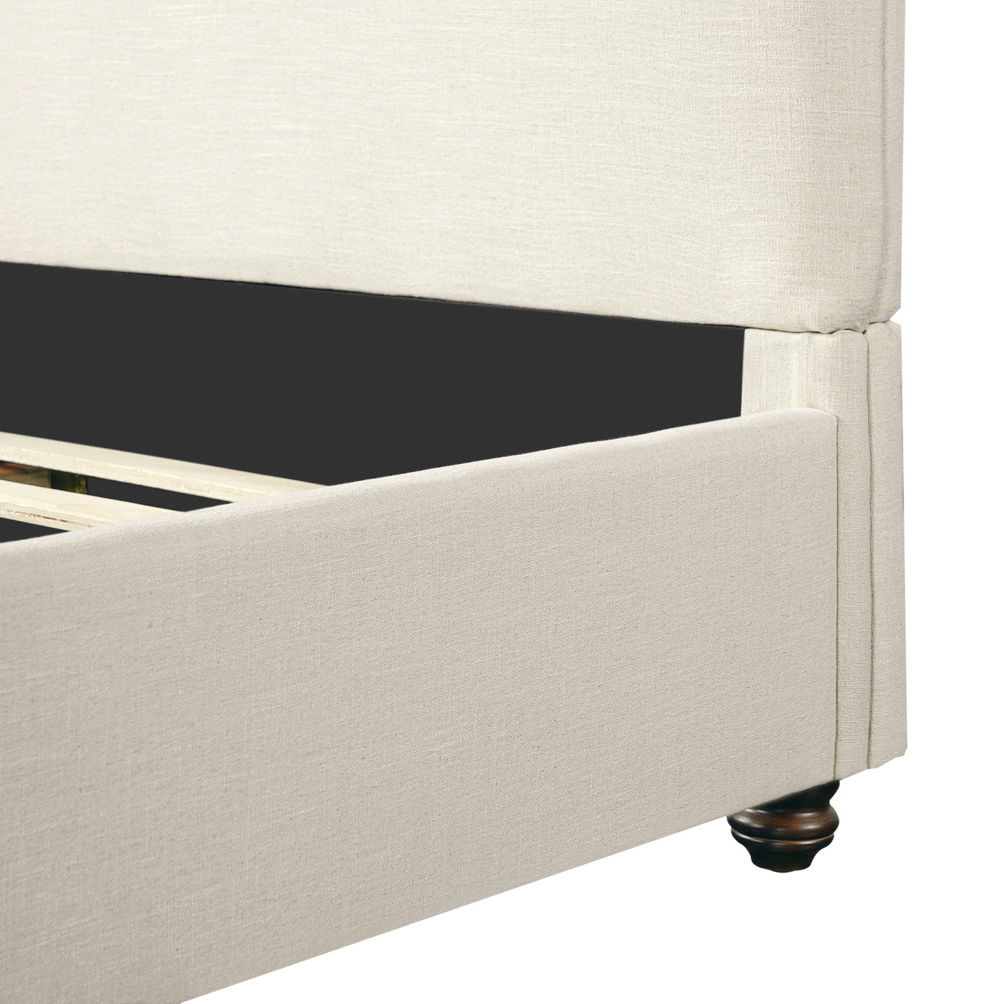 Queen Size Upholstered Bed Frame With Linen Fabric