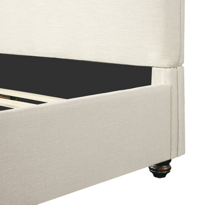 Queen Size Upholstered Bed Frame With Linen Fabric