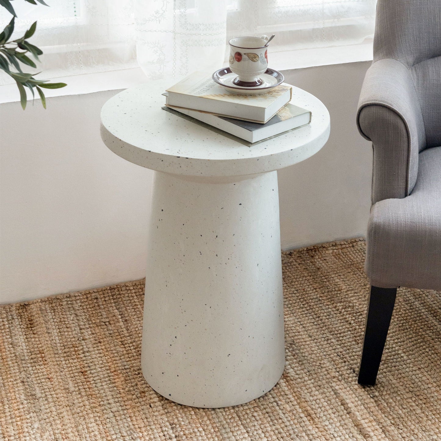 Terrazzo Outdoor Side Table - White