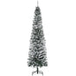 HOMCOM 7.5' Tall Unlit Snow-Flocked Slim Artificial Christmas Tree