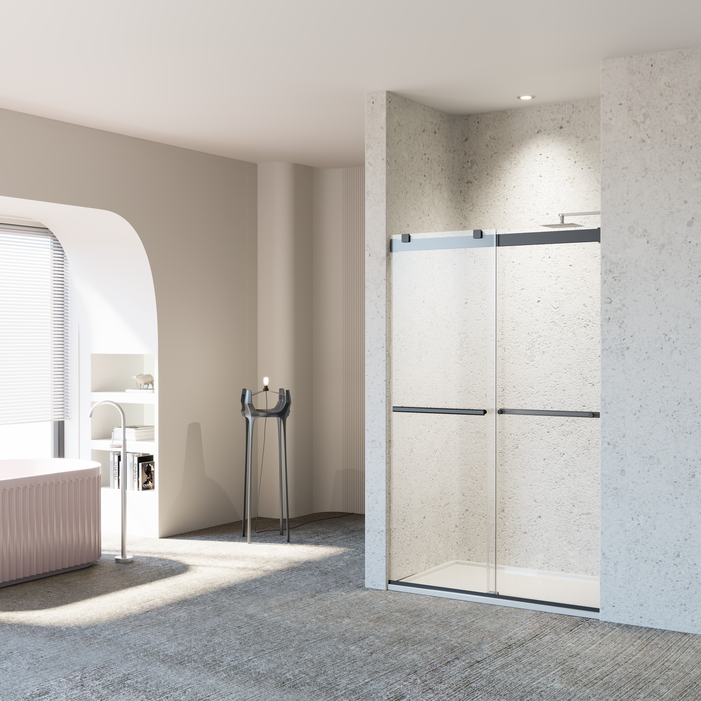 46-48" W x 76" H Frameless Double Sliding Soft-Close Shower Door
