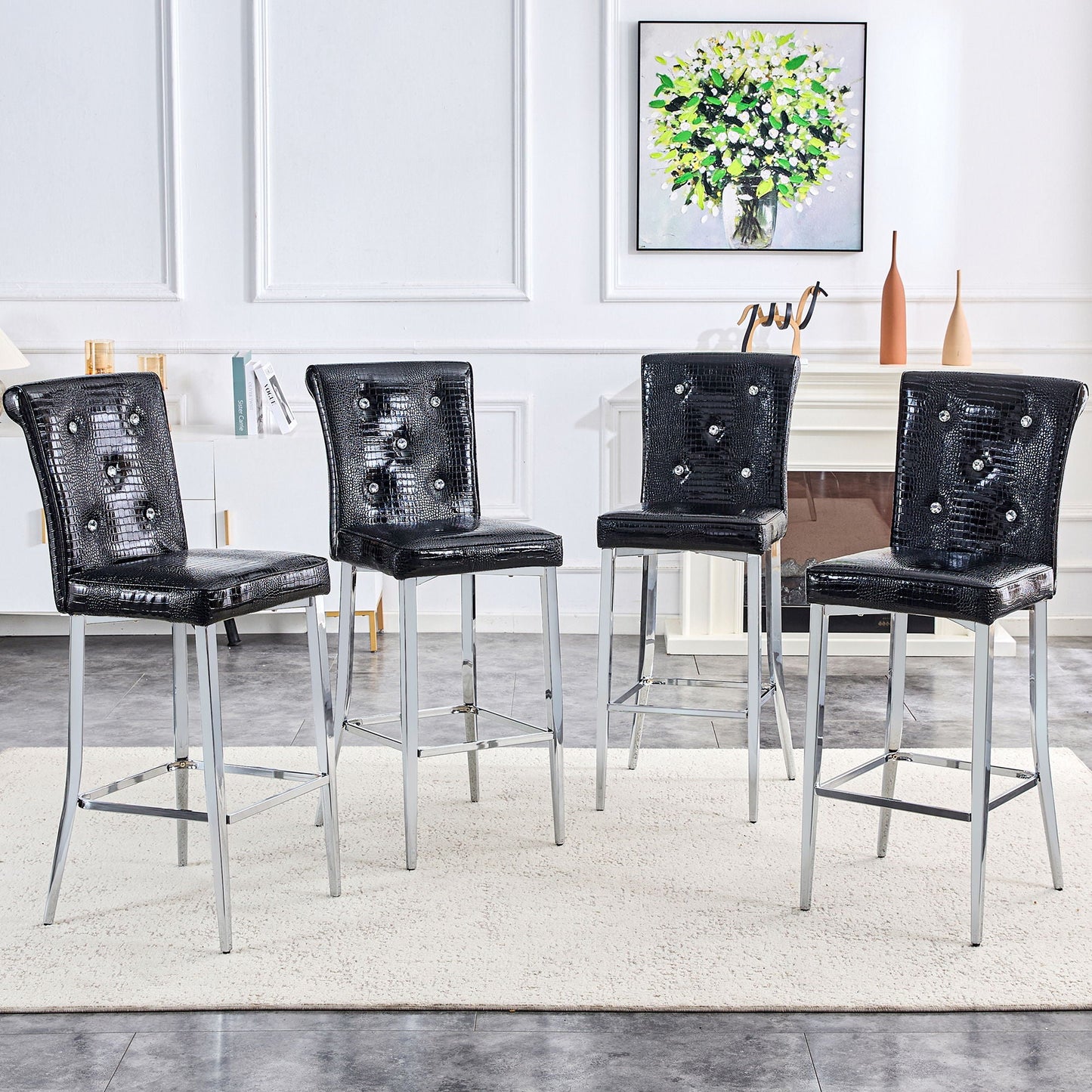 Bar Chairs & Crystal Clasp Design (Set of 2)