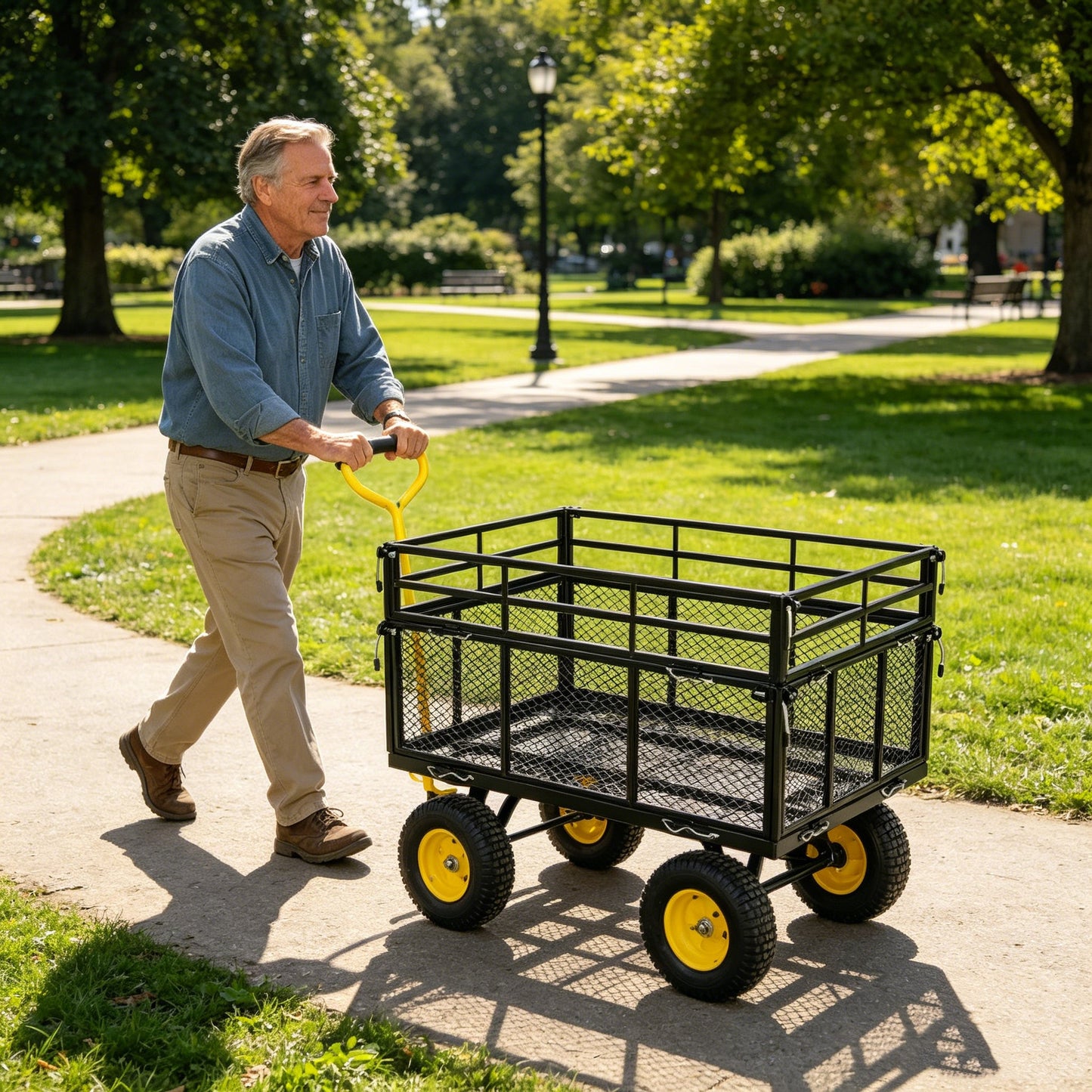 Wagon Cart Garden Cart Trucks Make It Easier To Transport Firewood Yellow+Black