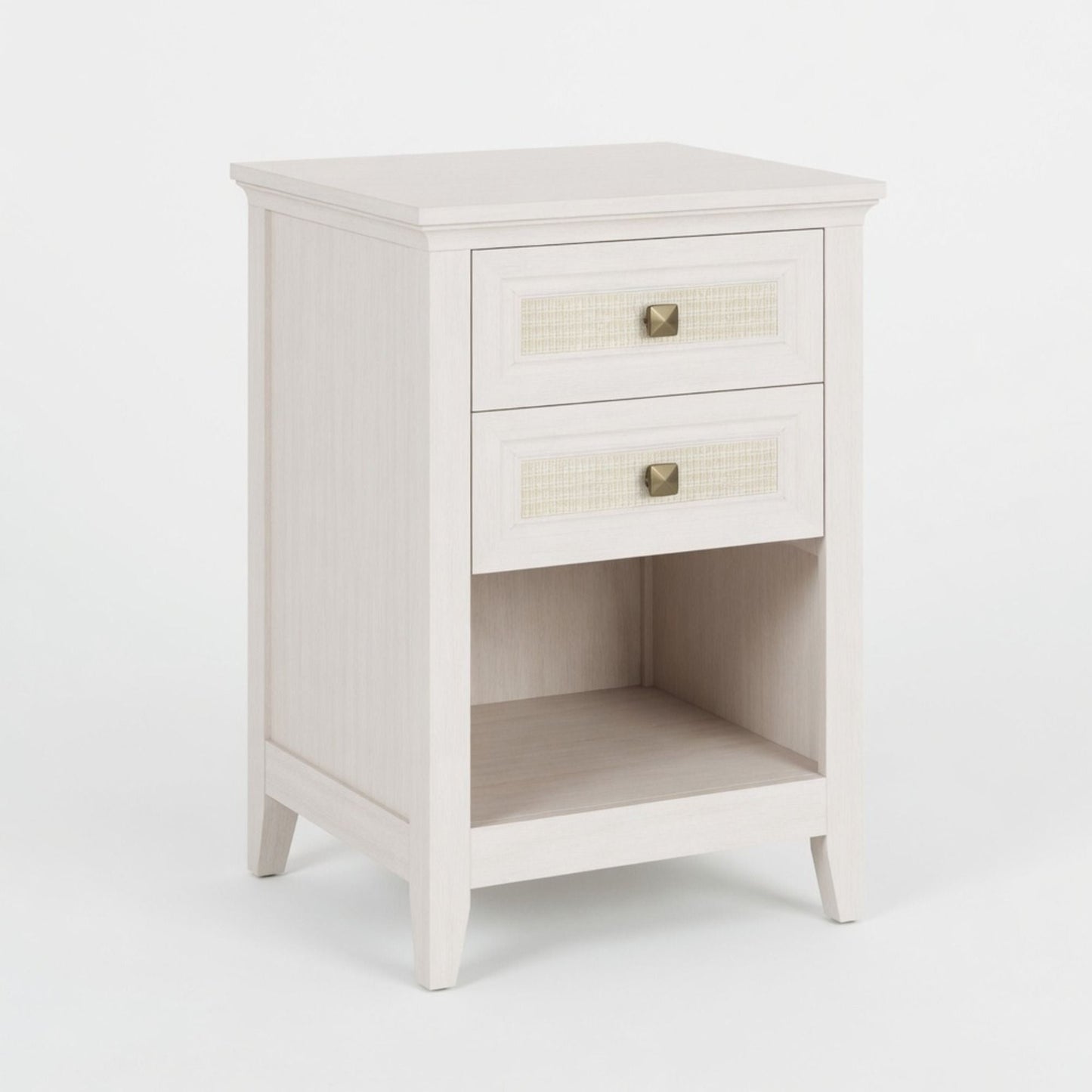 Nightstand With 2 Drawers & Shelf - White