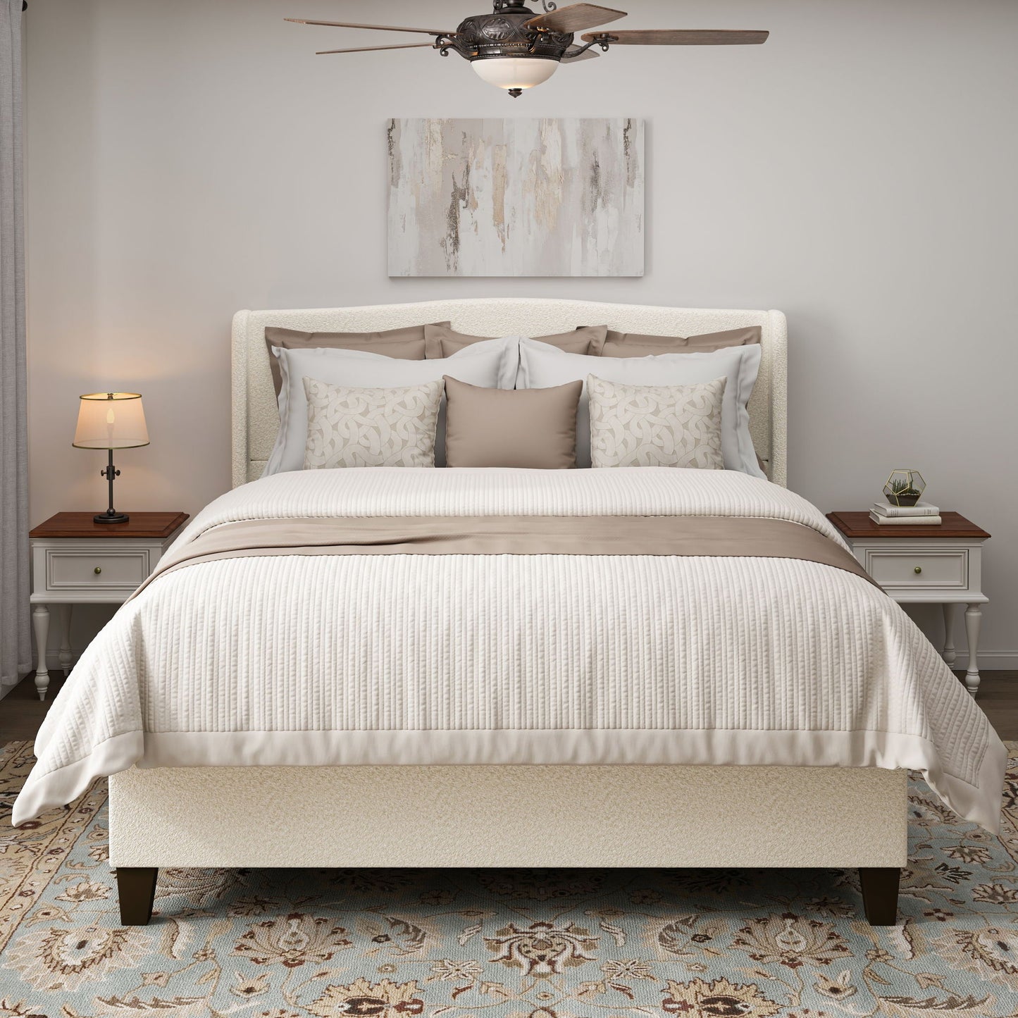 Platform Bed Frame With Tall Headboard And High Footboard