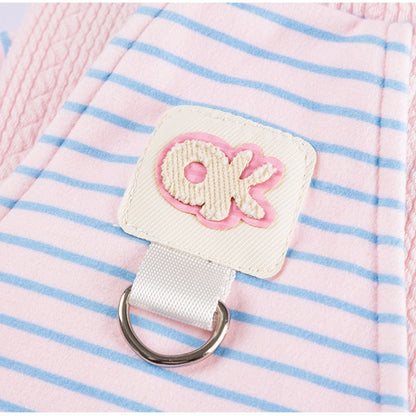 Cute Striped Dog Shirts With Belt Loops, Soft Knitted Pet Clothes For Puppies And Cats, Fashionable Puppy Clothing