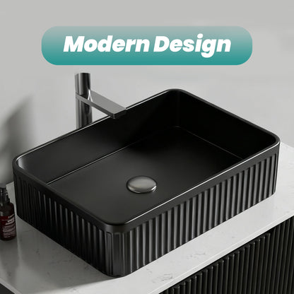 BB17 Integrated Black Ceramic Bathroom Vanity Sink