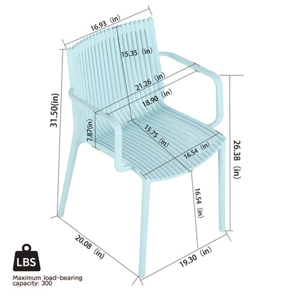 4 Modern Stackable Plastic Armchair Matched With Round Table
