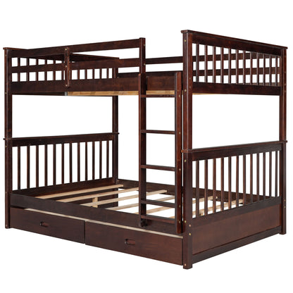 Bunk Bed With Ladders And 2 Storage Drawers