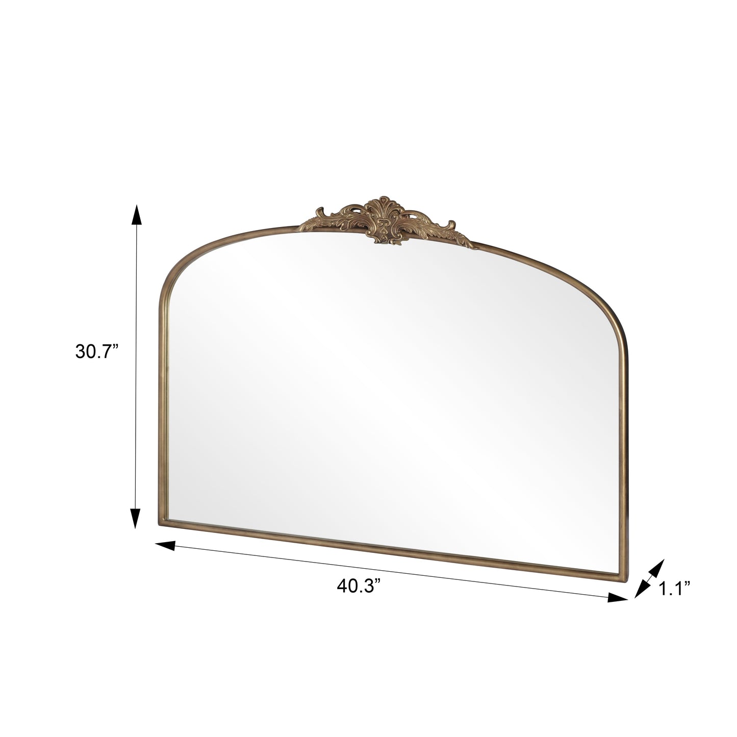 Vintage Arched Gold Mirror: 40'x30' Antique Brass Frame
