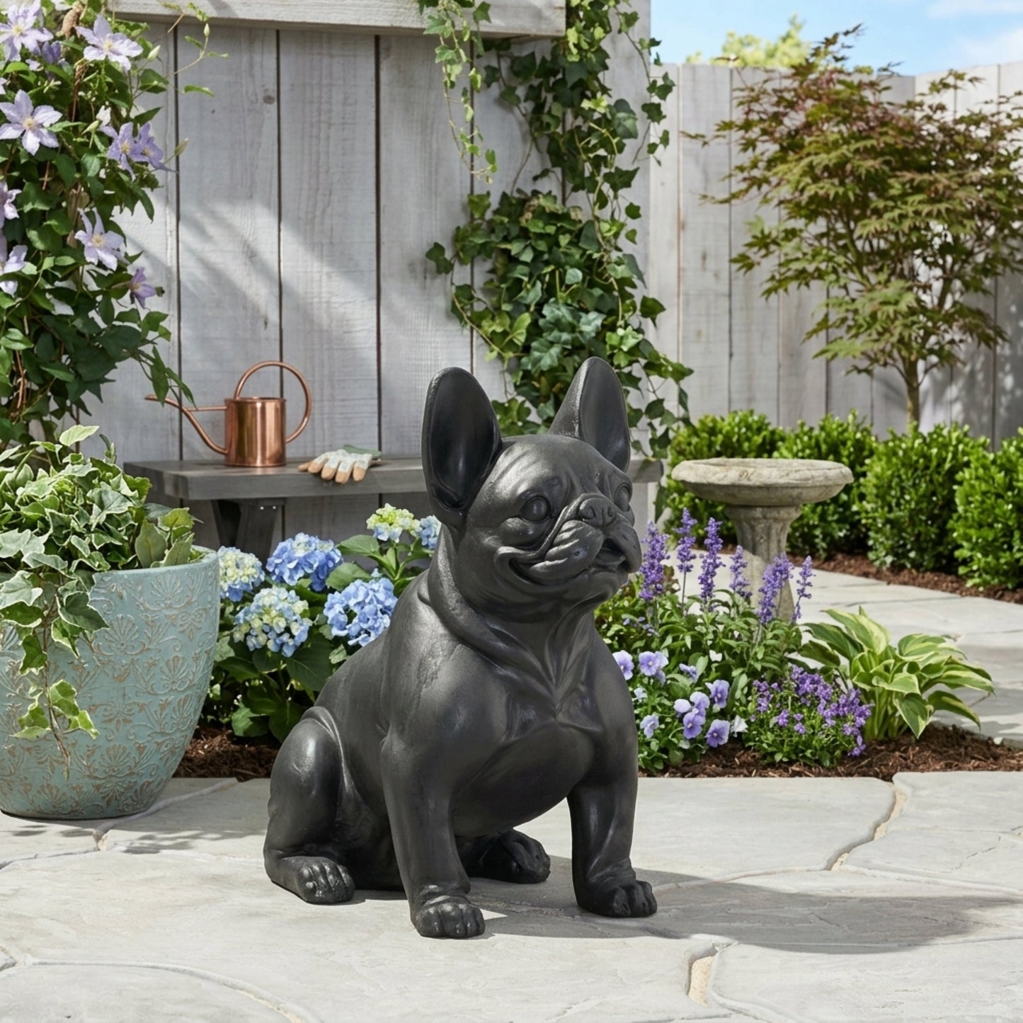 Outdoor French Bulldog Garden Sculpture