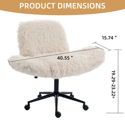 Swivel Chair With Adjustable Armrests And Wheels For Home Office - Beige