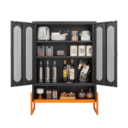 Modern Metal Shoe Cabinet With DoublebSided Doors And Adjustable Partitions