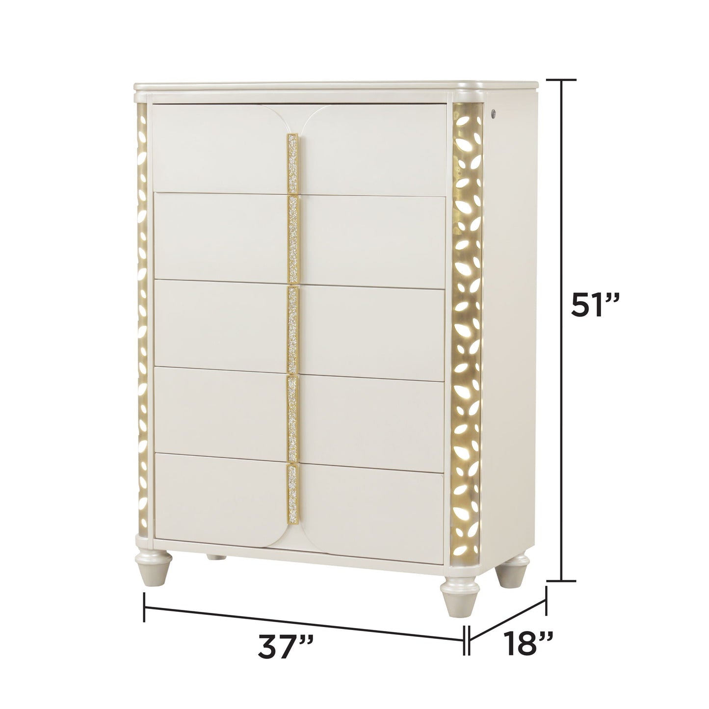 Cinderella - Chest With LED Accents And 5 Storage Drawers - Beige