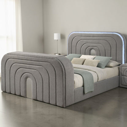 Shelyn - Bed With LED, TV Stand, Fireplace & Bluetooth