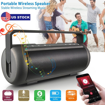 iRola Wireless Speaker Powerful Dual Subwoofer Stereo Bass Noise Cancelling w/Mic Aux-in for Camping Party