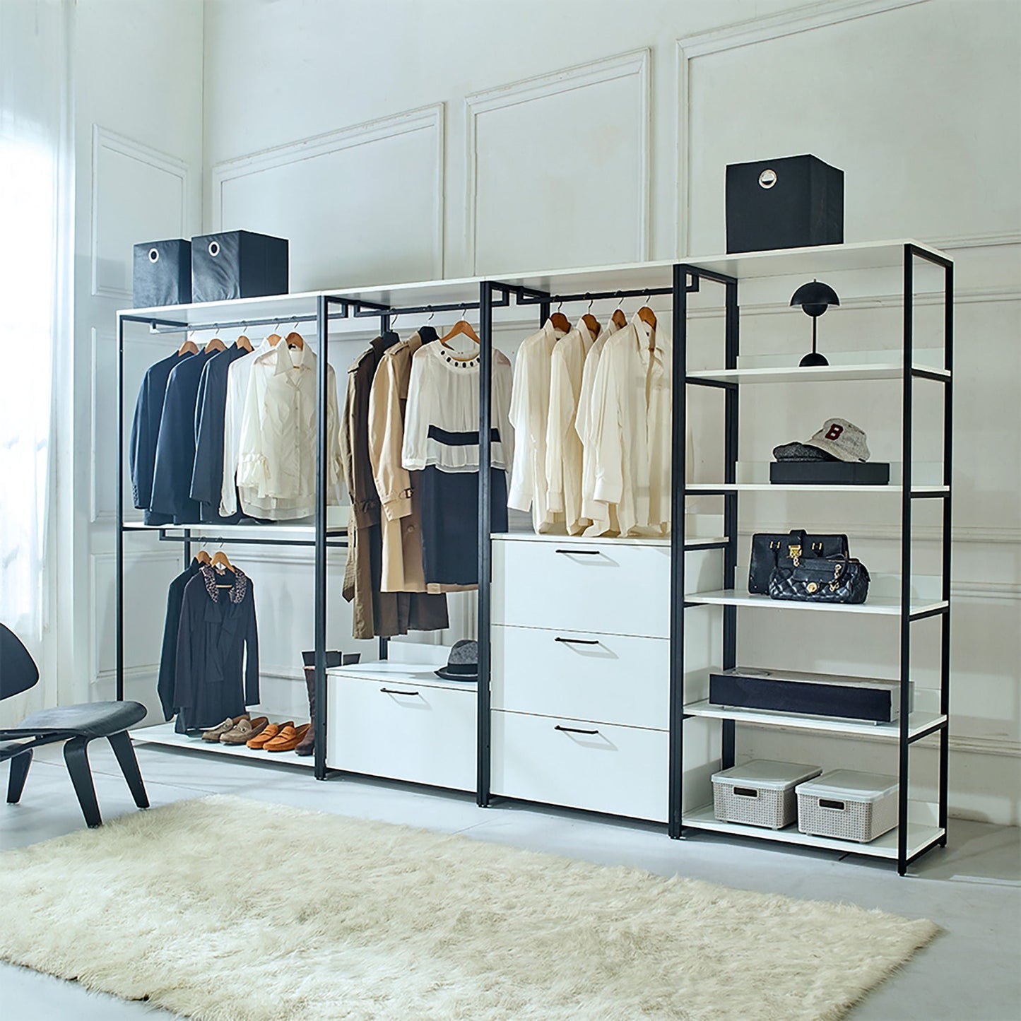 Fiona - Freestanding, Walk-In Closet System - White - Wood
