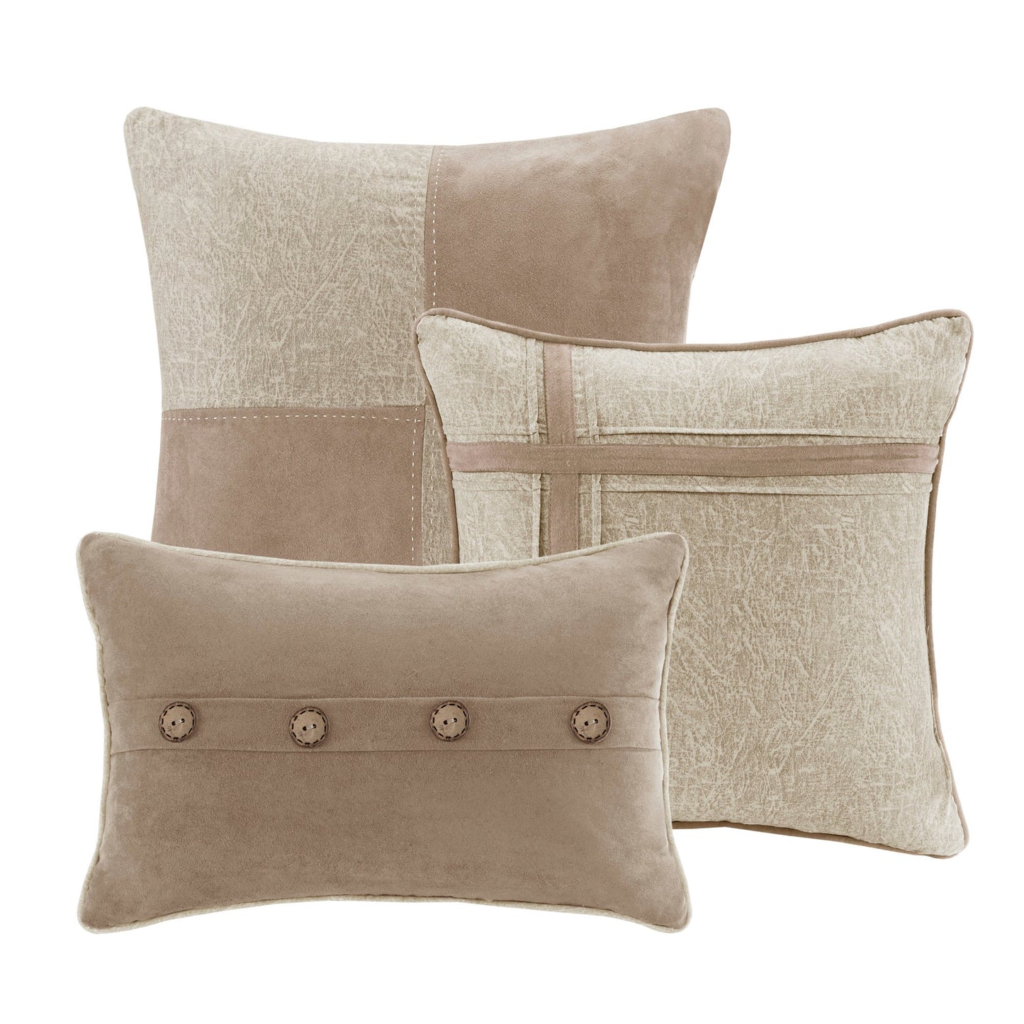 7 Piece Faux Suede Comforter Set Tan King