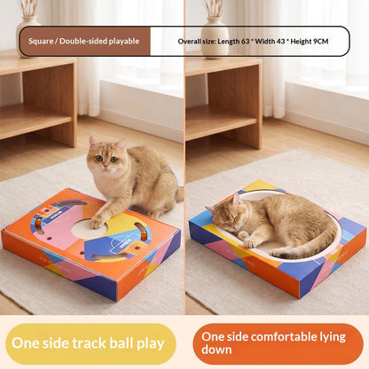 Cat Scratcher And Cat Bed Combo, White Cardboard, Highly Durable With Minimal Shedding, Large Size, Equipped With A Bell Tipped Ball Your Cats Perfect Self Entertainment Toy, Pet Supply