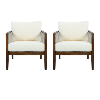 Outdoor Club Chairs (Set of 2), Acacia Wood Frame with Rope Back, Water-Repellent