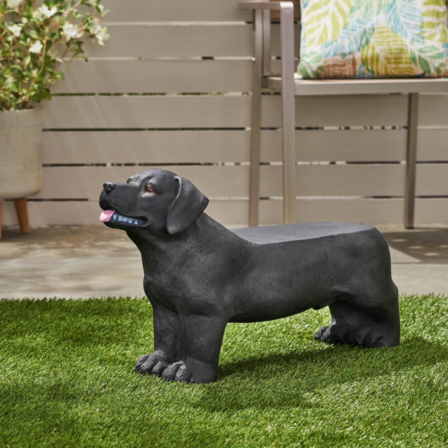 MGO Dog Bench - Outdoor Labrador Design, Matte Black