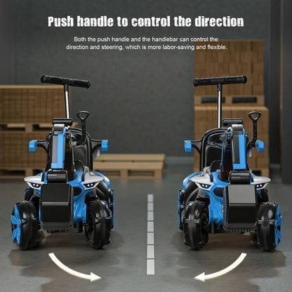6V Battery-Powered Kids Excavator Tractor with LED Headlight, Helmet, and Rear Box