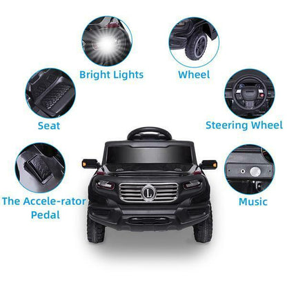 6V Battery-Powered Ride-On Car with Music, Lights, Remote Control, and Safety Features for Kids